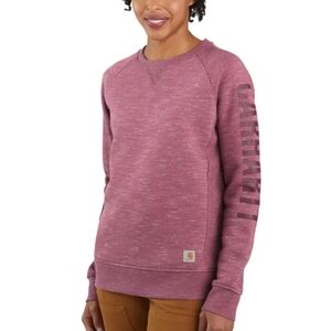 Carhartt Heathered Pink Sweatshirt W/ Logo On One Sleeve